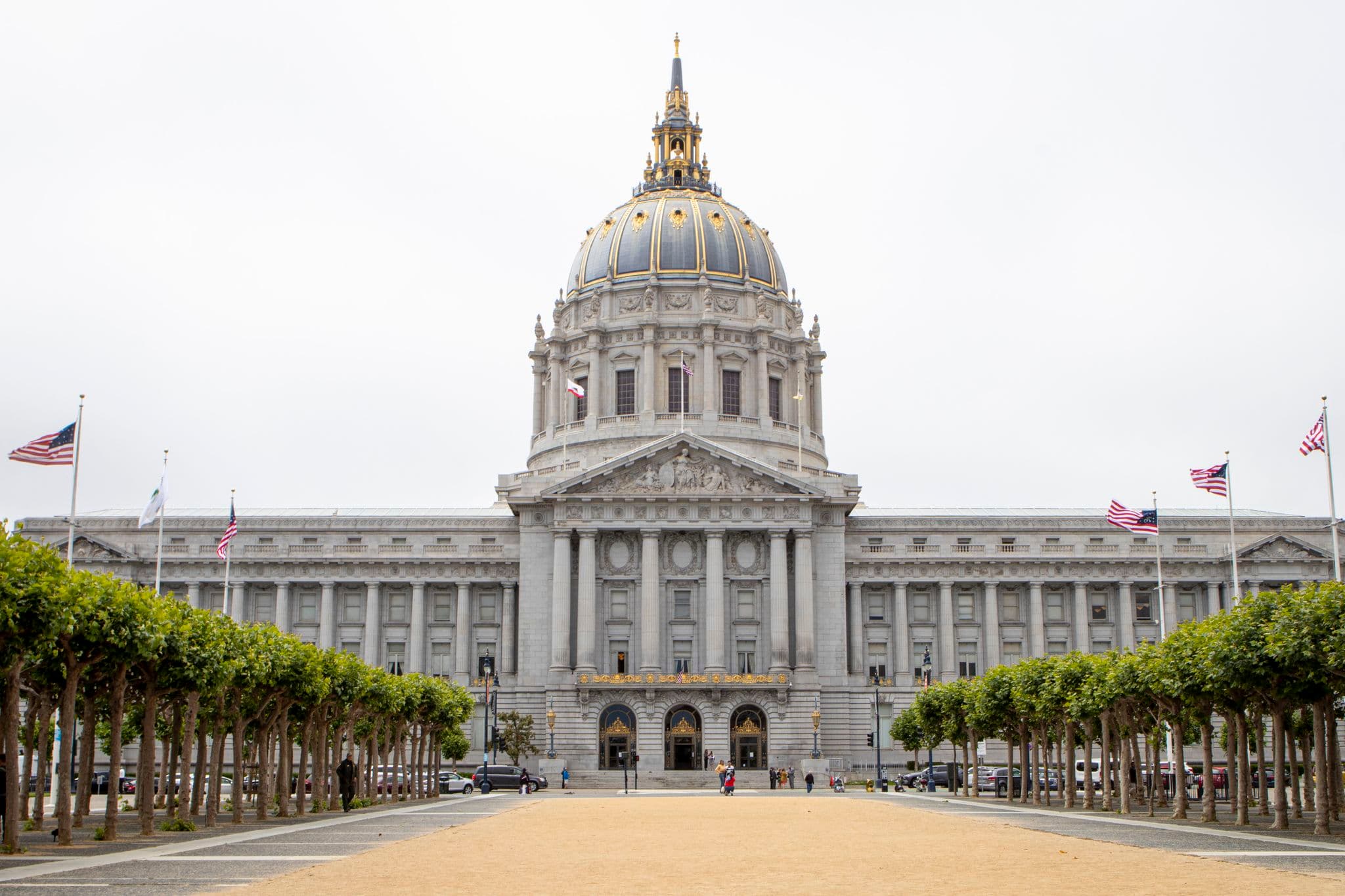 San Francisco City Hall seen from Civic Center Plaza